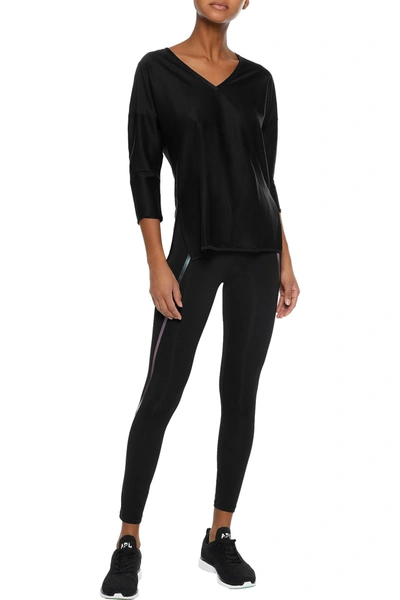 Iris & Ink Ribbed Stretch-jersey Top In Black