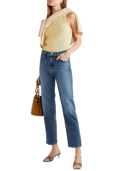 J Brand Jules High-rise Straight-leg Jeans In Mid Denim