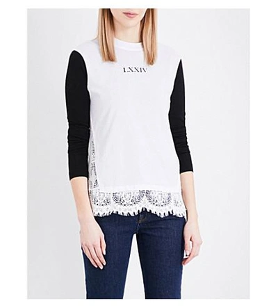 Mcq By Alexander Mcqueen Lace Panel Cotton-jersey Top In Ivory