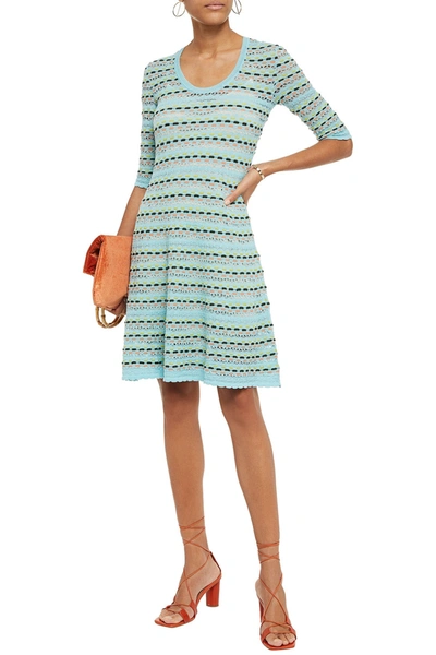 M Missoni Crochet-knit Wool-blend Mini Dress In Blue