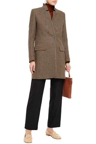 Maje Garlo Houndstooth Wool-blend Felt Coat In Beige