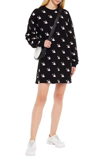 Mcq By Alexander Mcqueen Printed French Cotton-terry Mini Dress In Black