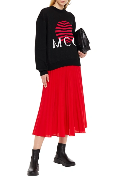 Mcq By Alexander Mcqueen Intarsia Cotton Sweater In Black