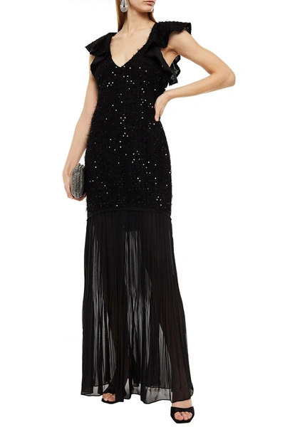 Rachel Zoe Paneled Pleated Sequin-embellished Fil Coupé Chiffon
