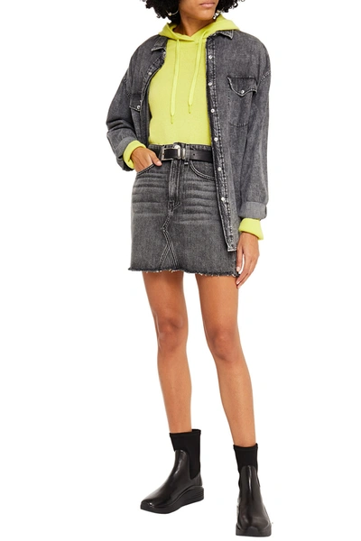 Rag & Bone Distressed Denim Mini Skirt In Charcoal