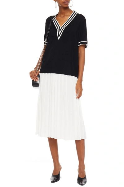 Rag & Bone Pleated Poplin Midi Skirt In White