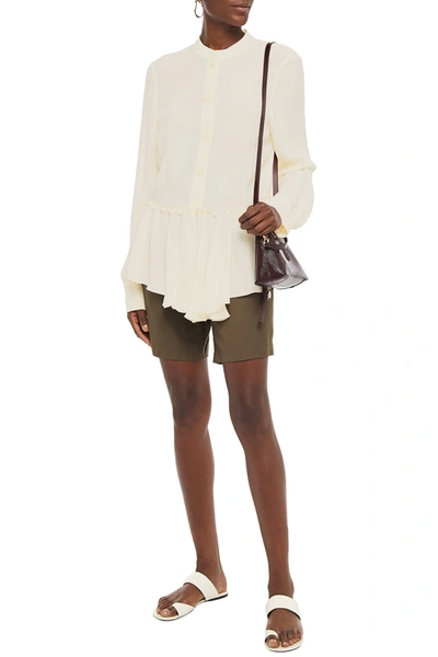 See By Chloé Crepe De Chine Peplum Shirt In Beige