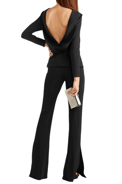 Safiyaa Saura Belted Draped Crepe Top In Black