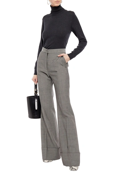 Stella Mccartney Textured-wool Flared Trousers In Grey