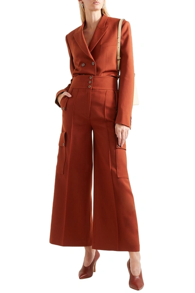 Stella Mccartney Wool-twill Wide-leg Pants In Tan