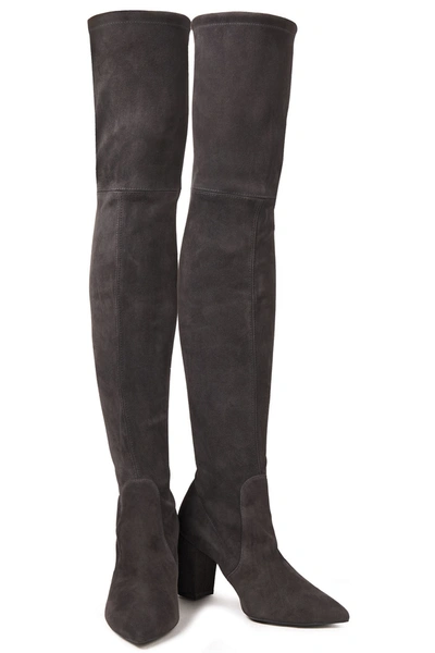 Stuart Weitzman Lesley 75 Suede Over the knee Boots In Gray ModeSens
