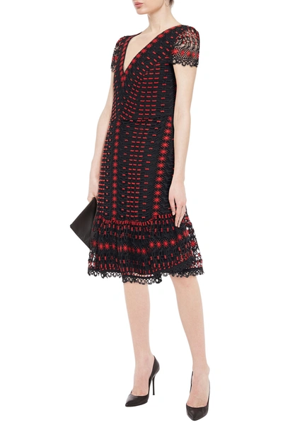 Temperley London Fluted Guipure Lace Mini Dress In Black