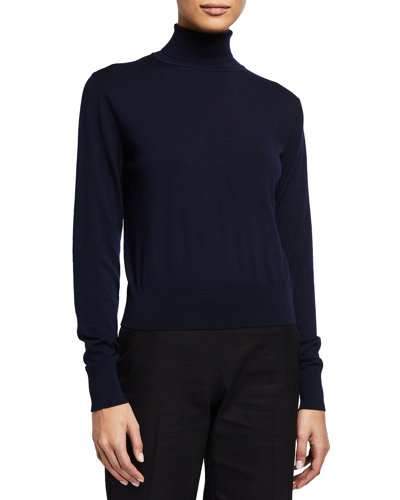 The Row Stepny Wool And Cashmere-blend Turtleneck Sweater In Blue