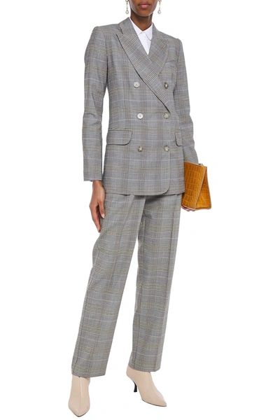 Zimmermann Double-breasted Prince Of Wales Checked Woven Blazer In Grey