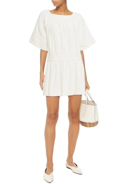 Vanessa Bruno Nessi Gathered Linen And Silk-blend Mini Dress In Ivory