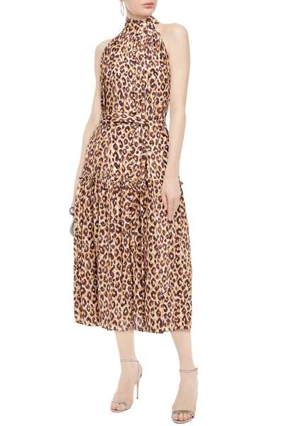 Zimmermann Silk Swing Gathered Leopard-print Silk Crepe De Chine Midi Dress In Animal Print