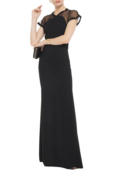 Victoria Beckham Silk Chiffon-paneled Crepe Gown In Black
