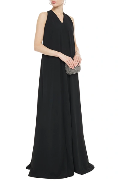 Victoria Beckham Pleated Crepe Gown In Black