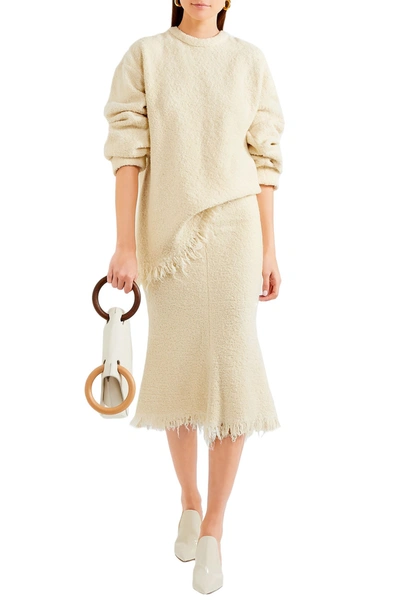 Victoria Beckham Frayed Wool-blend Bouclé Jumper In Neutrals