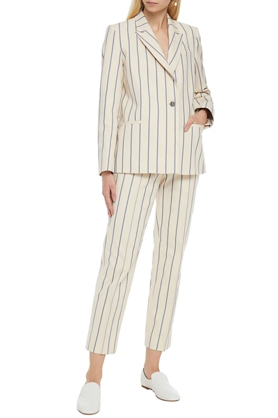 Victoria Victoria Beckham Striped Cotton-twill Blazer In Neutrals