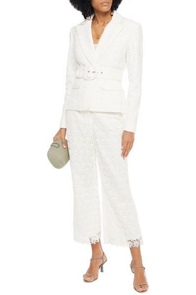 Zimmermann Super Eight Belted Guipure Lace Blazer In White
