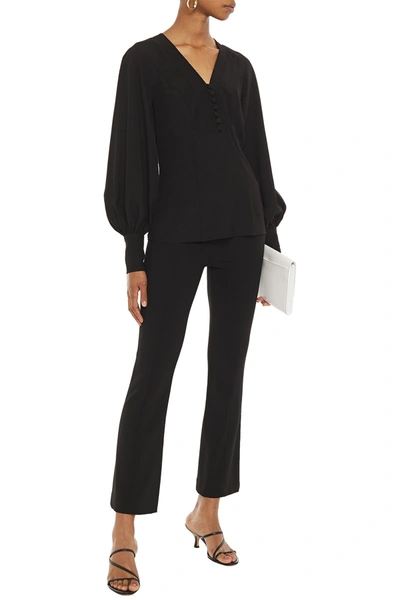 Zimmermann Gathered Crepe Blouse In Black