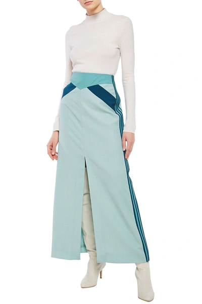 Zimmermann Color-block Wool Maxi Skirt In Mint