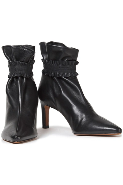 Zimmermann Shirred Leather Ankle Boots In Black