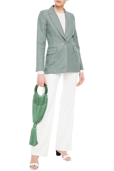 Zimmermann Houndstooth Linen And Wool-blend Blazer In Green