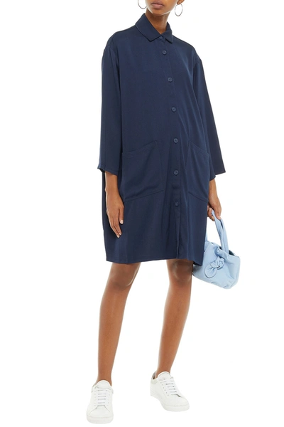 American Vintage Arivagigi Washed-satin Shirt Dress In Navy