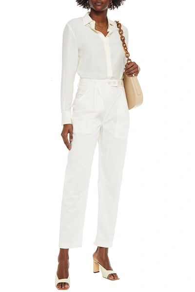 Nili Lotan Cyro Stretch-cotton Tapered Trousers In Off-white