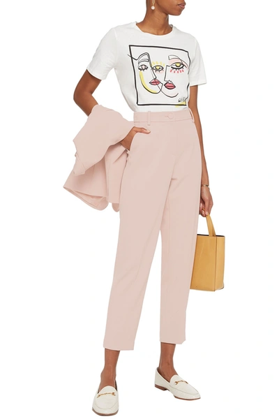 Claudie Pierlot Cropped Drill Tapered Trousers In Pink