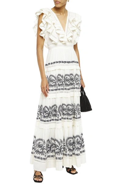 Ulla Johnson Ruffled Embroidered Cotton Maxi Dress In White