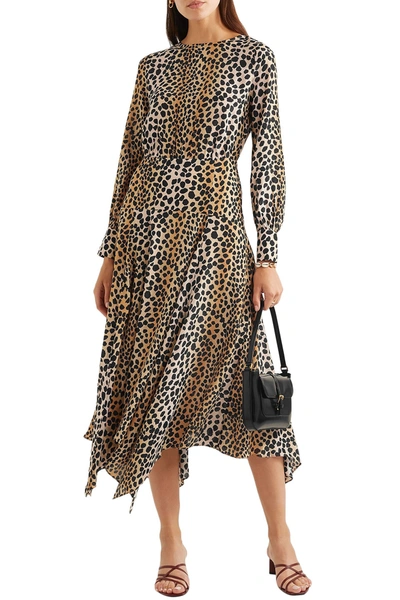 Rixo London Elsa Leopard-print Crepe De Chine Midi Dress In Animal Print