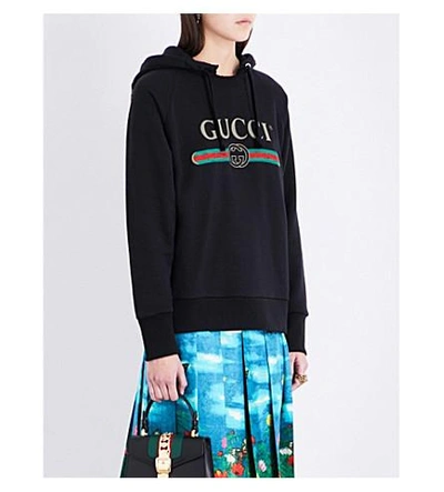Gucci Blind For Love Cotton-jersey Hoody In Black