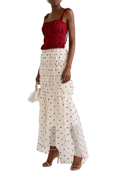 Brock Collection Tiered Embroidered Silk-blend Organza Maxi Skirt In White