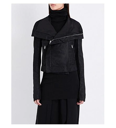 Rick Owens Blister Classic Brushed-leather Biker Jacket In Black