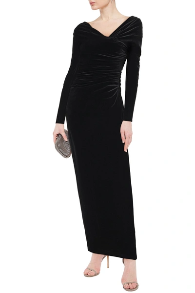 Alexandre Vauthier Ruched Stretch-velvet Gown In Black