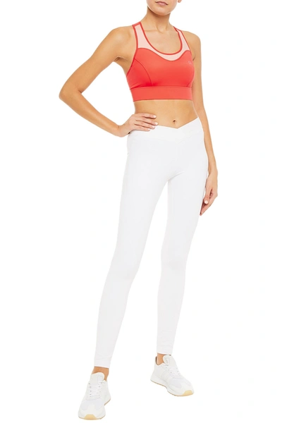 Calvin Klein Performance Cutout Two-tone Stretch Sports Bra In Orange