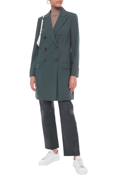 Brunello Cucinelli Double-breasted Wool-blend Coat In Emerald