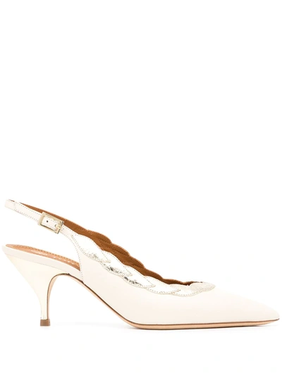 Tory Burch Slingback-pumps Mit Applikation In Ivory/platino