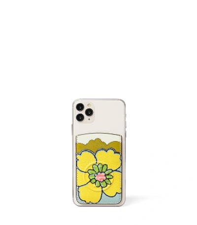 Tory Burch Perry Bombe Yellow Flower Card Pocket In White | ModeSens