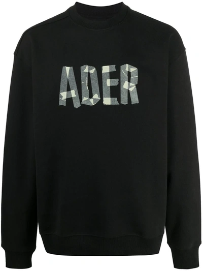 Ader Error Tape Logo Cotton Sweatshirt In Black