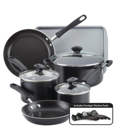 Farberware Cookstart Aluminum Diamondmax Nonstick 15-pc. Cookware Set In Black