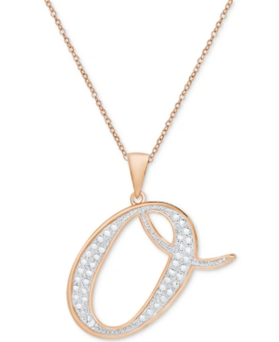 Macy's Diamond Accent Script 18" Initial Pendant Necklace In Silver Plate, Gold Plate & Rose Gold Plate In O,rose Gold