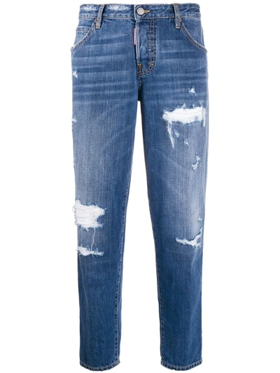 Dsquared2 Hockney Cropped Jeans In Blue