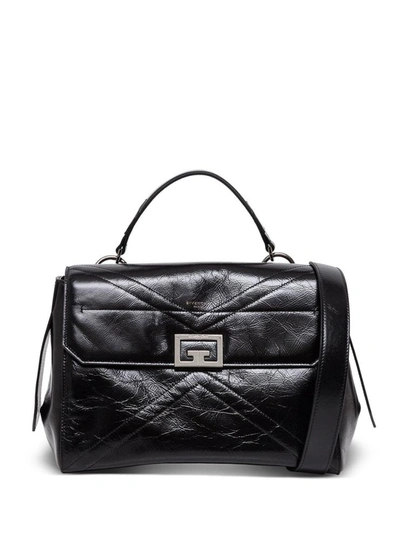 Givenchy Medium Flap Handbag In Shiny Black Leather