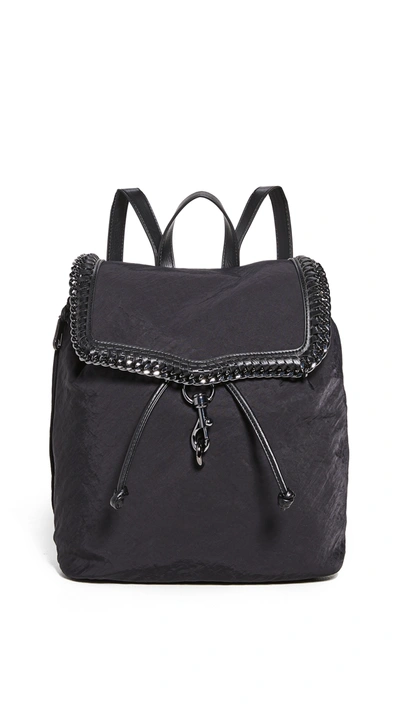 Rebecca Minkoff Woven Chain Faux Suede Backpack In Black
