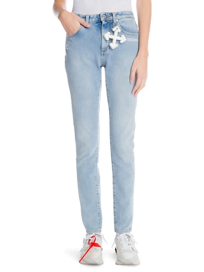 Off-white Women's Logo-charm Skinny Jeans In Bleach