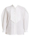 Chloé Women's Pleated Placket Cotton Poplin Blouse In Iconic Milk